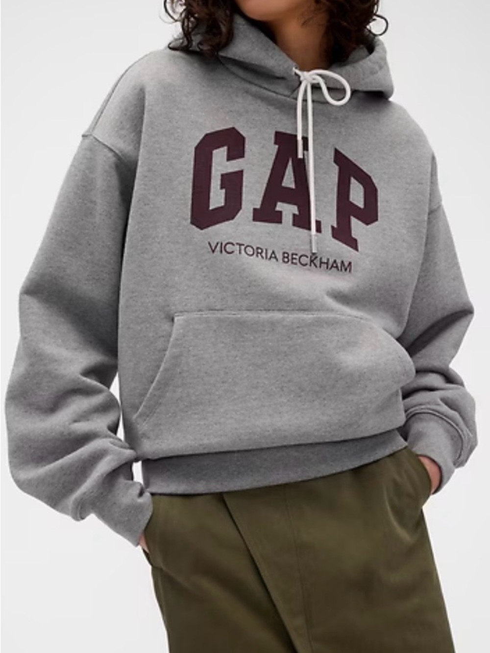 Gap xVictoria Beckham Gray Hoodie with Burgundy GAP Logo
